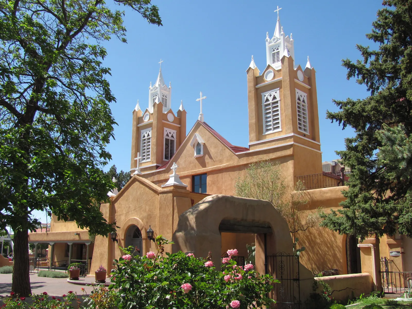 San Felipe de Neri Church on the Old Town plaza in Albuquerque, founded in 1706