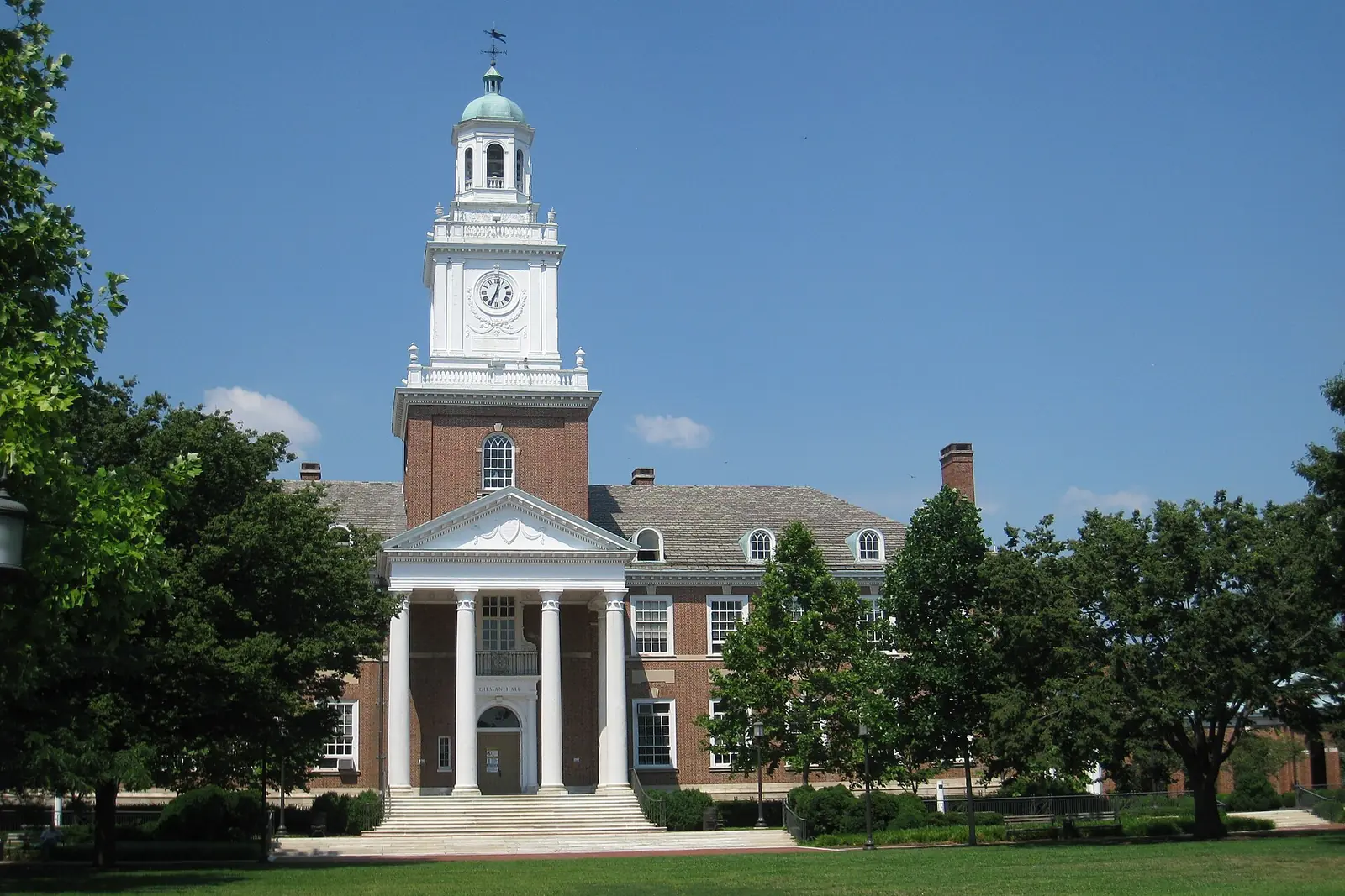 Gilman Hall on the Johns Hopkins Homewood campus in Charles Village, Baltimore, Maryland