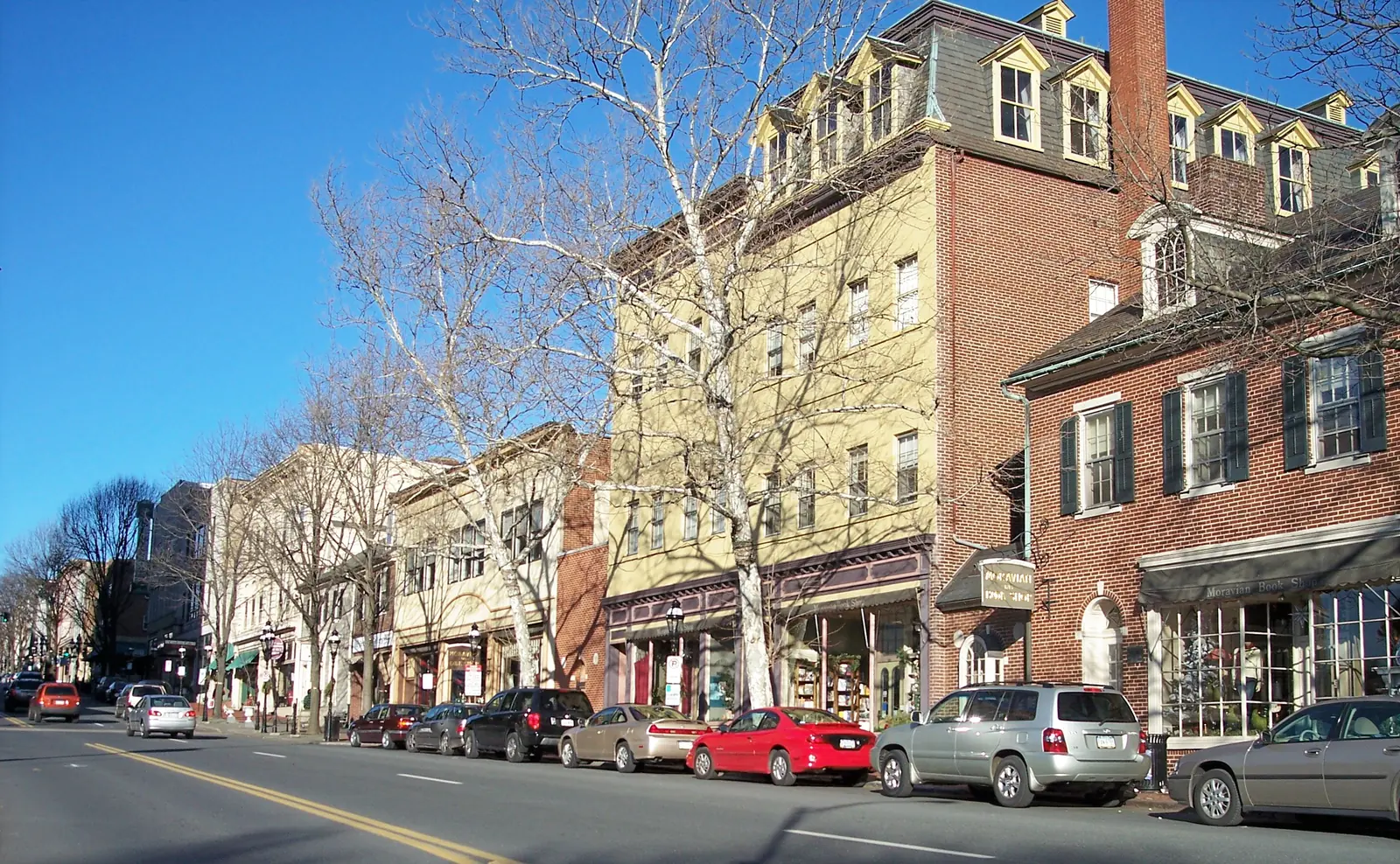 Historic Main Street in the Moravian district of Bethlehem, Pennsylvania