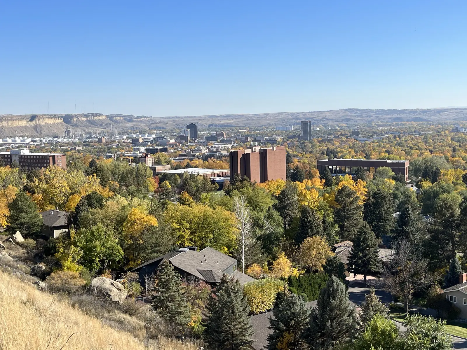 The downtown Billings, Montana, skyline below the North Elevation bench
