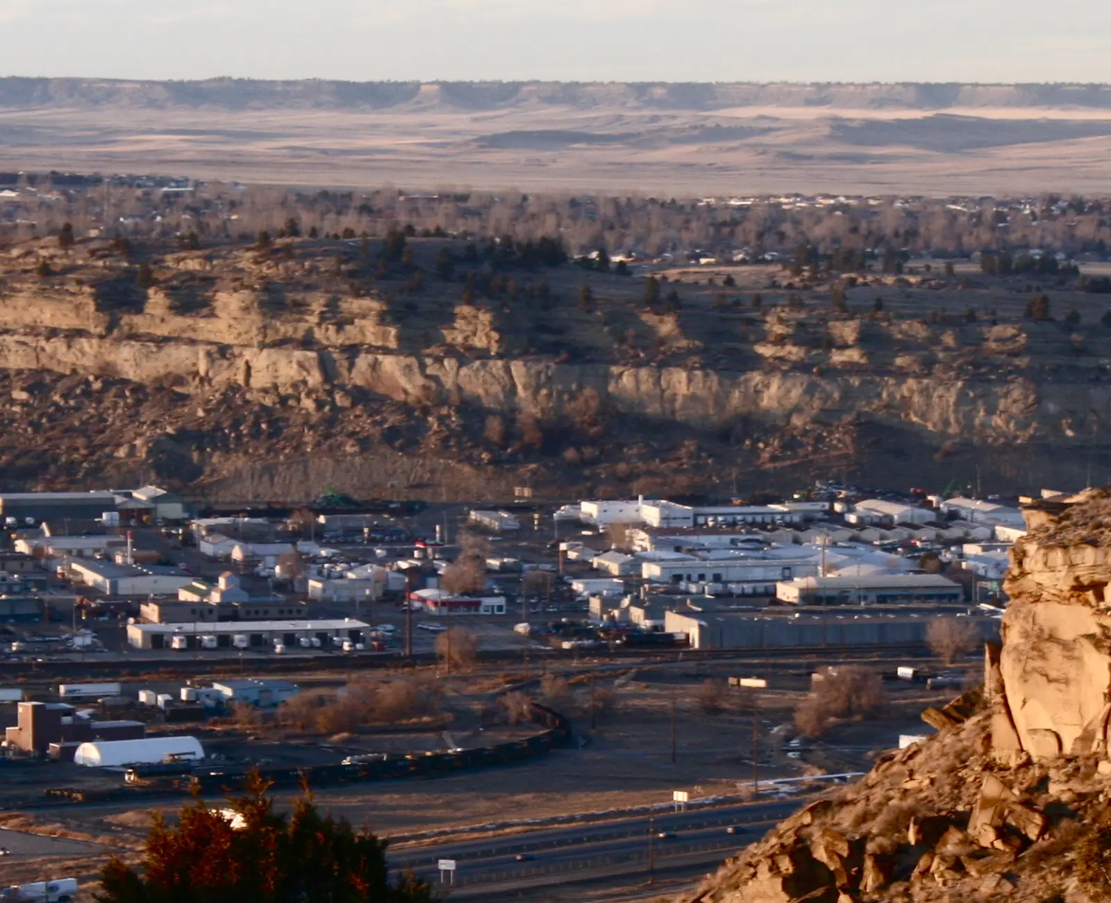 The Rimrocks sandstone cliffs that separate the Billings Heights from the valley below