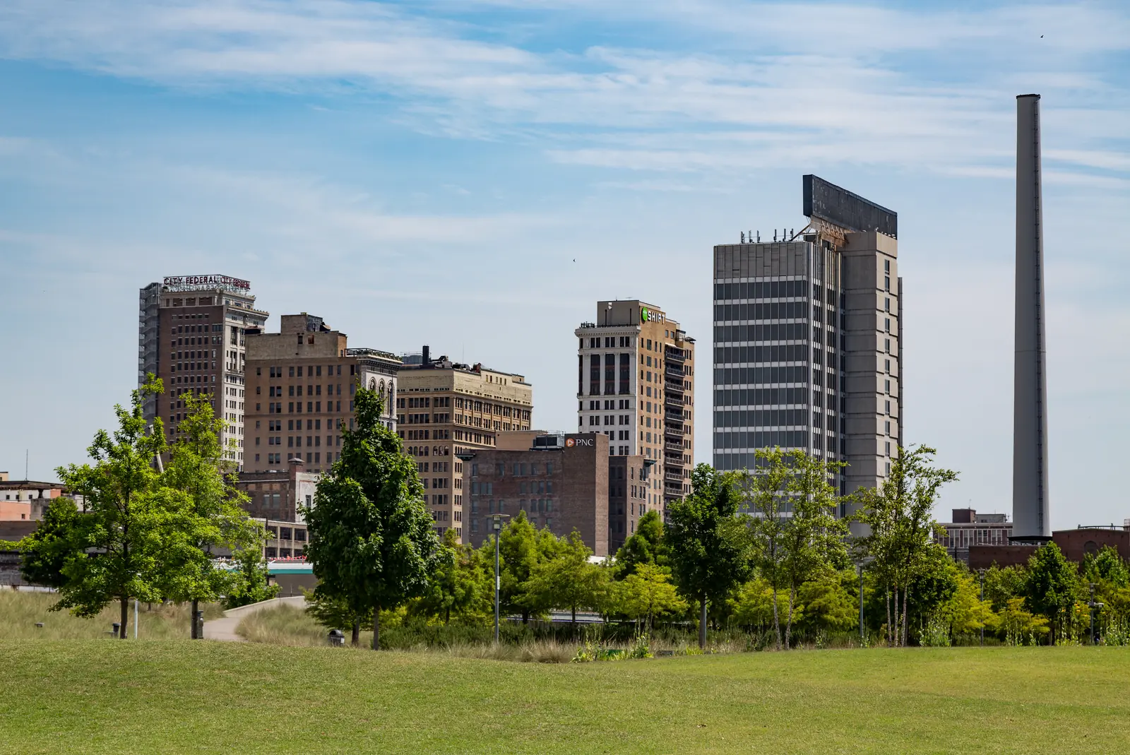 Birmingham skyline near Railroad Park