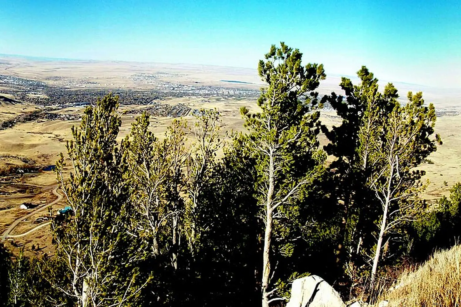 A panoramic view of Casper, Wyoming below Casper Mountain