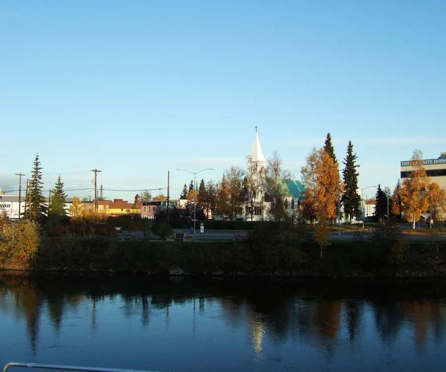 Downtown Fairbanks Alaska across the Chena River