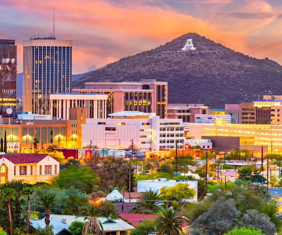 Tucson Arizona skyline with Sentinel Peak