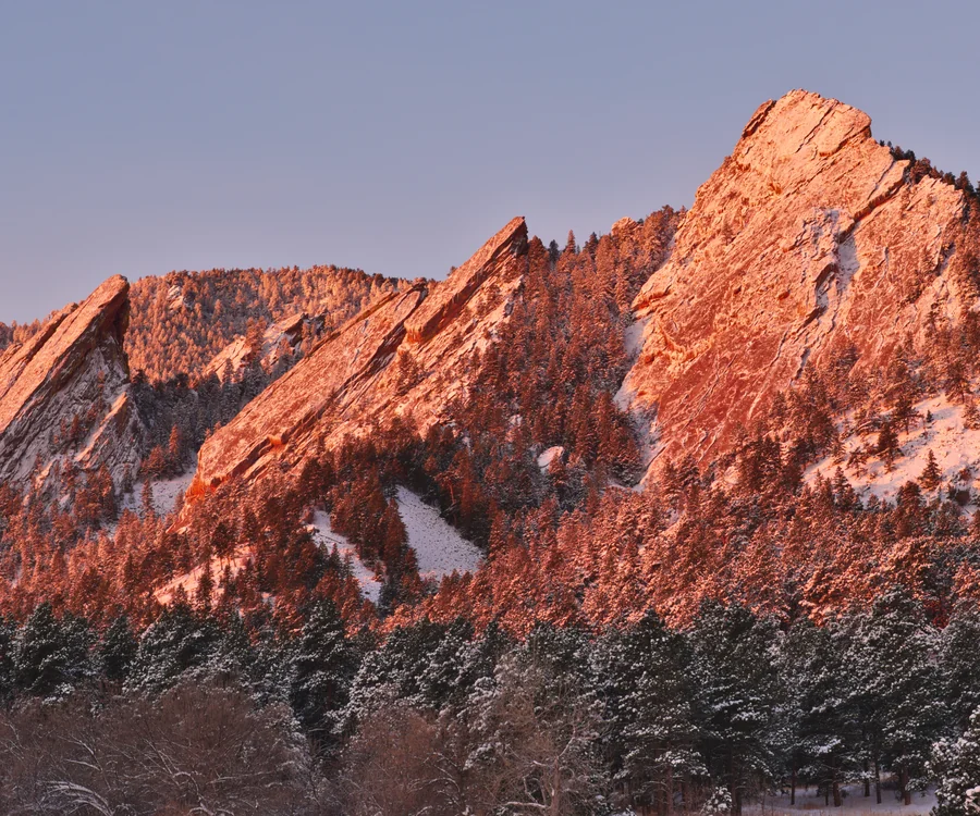 The Flatirons above Boulder Colorado at sunrise