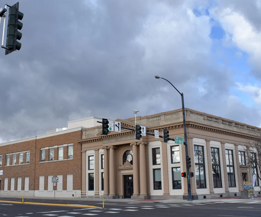 Historic downtown street corner in Nampa, Idaho