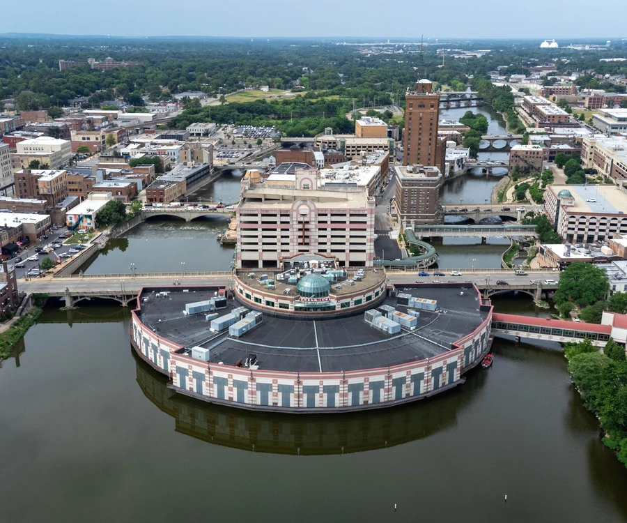 Downtown Aurora Illinois and the Fox River