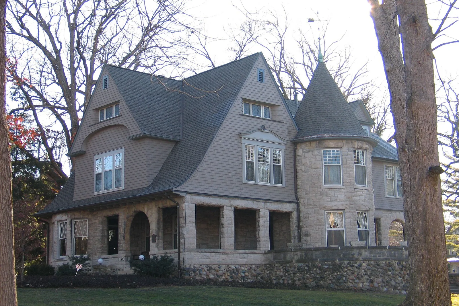 The Governor Richard Yates House, a stone and shingle historic house in Springfield, Illinois