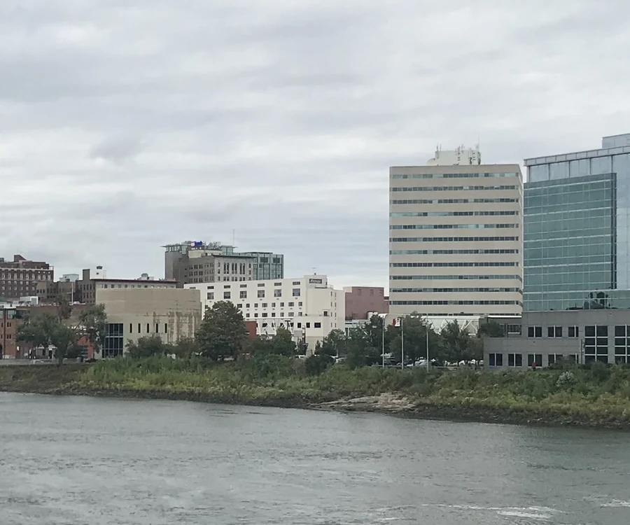 Cedar Rapids Iowa downtown skyline in Eastern Iowa