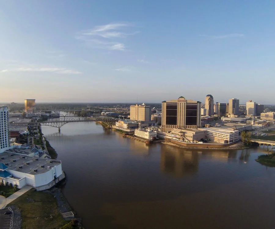 Shreveport Louisiana downtown skyline on the Red River
