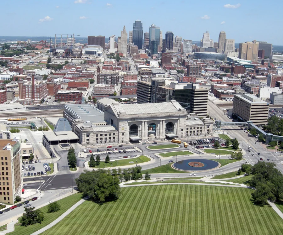 Kansas City Missouri skyline over Union Station