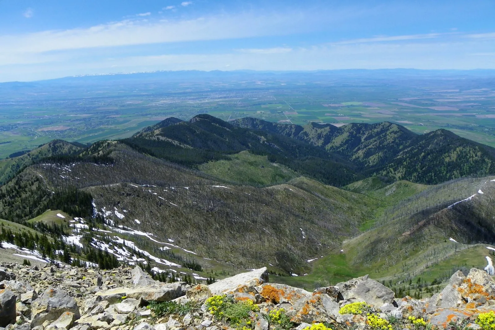 The Gallatin Valley and Bozeman seen from Saddle Peak in the Bridger Mountains on a clear day