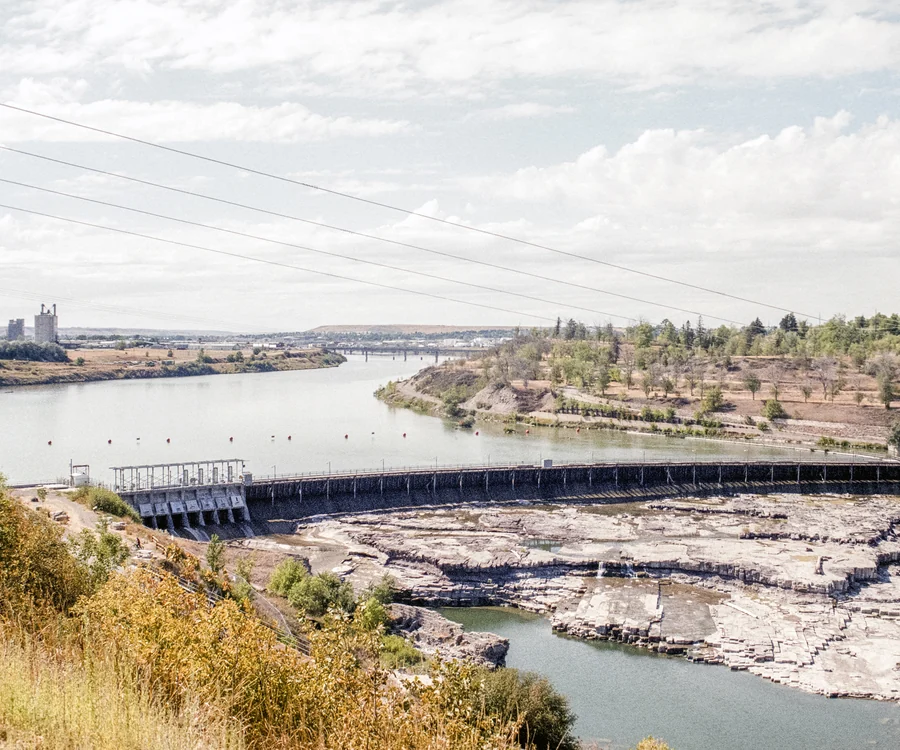 Black Eagle Falls and Dam on the Missouri River at Great Falls, Montana
