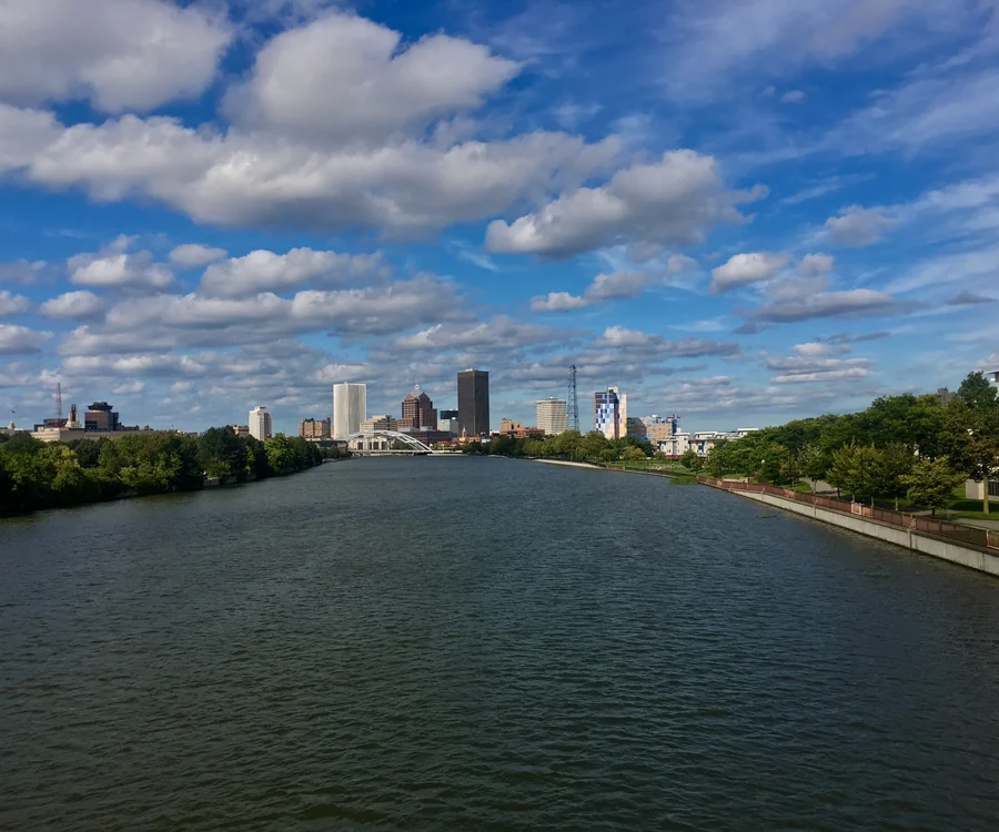 Downtown Rochester skyline across the Genesee River
