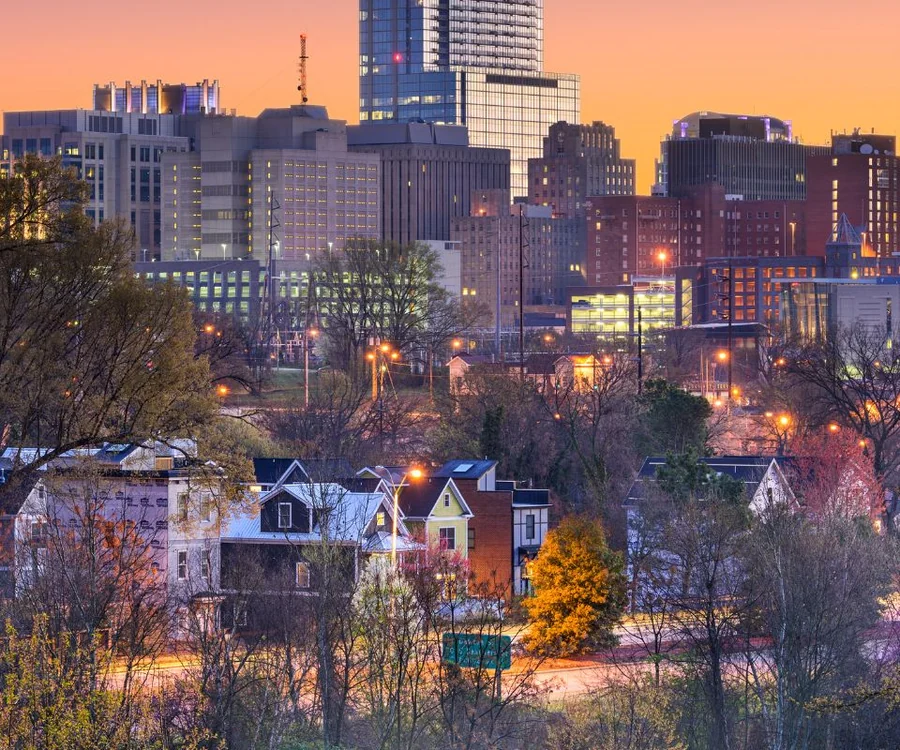 Raleigh-Durham North Carolina skyline at dusk