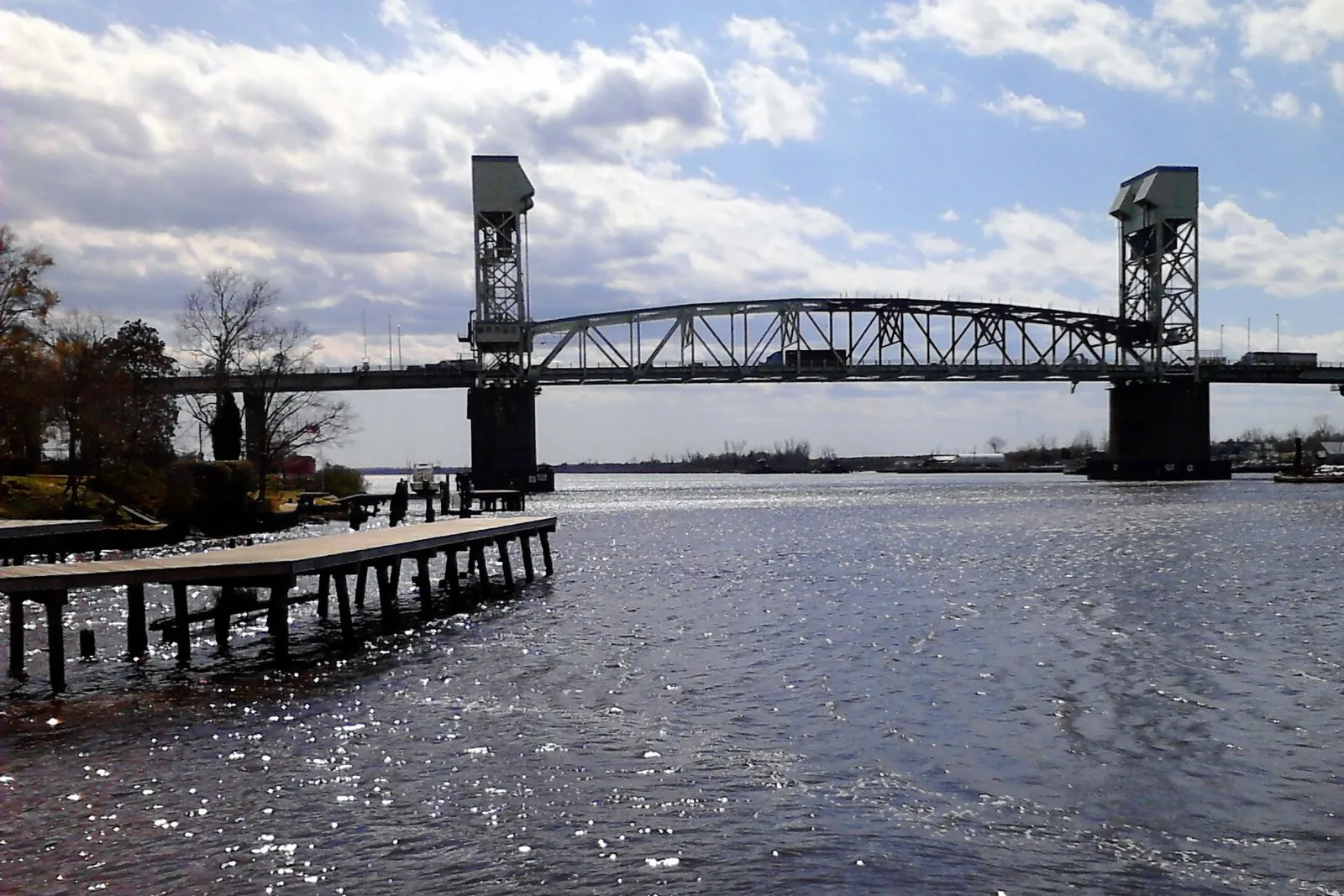 The Cape Fear Memorial Bridge over the Cape Fear River at Wilmington, North Carolina