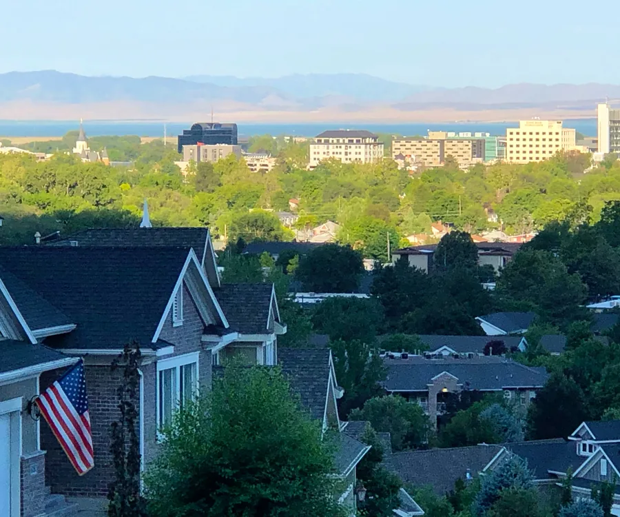 Downtown Provo Utah with the Wasatch Mountains