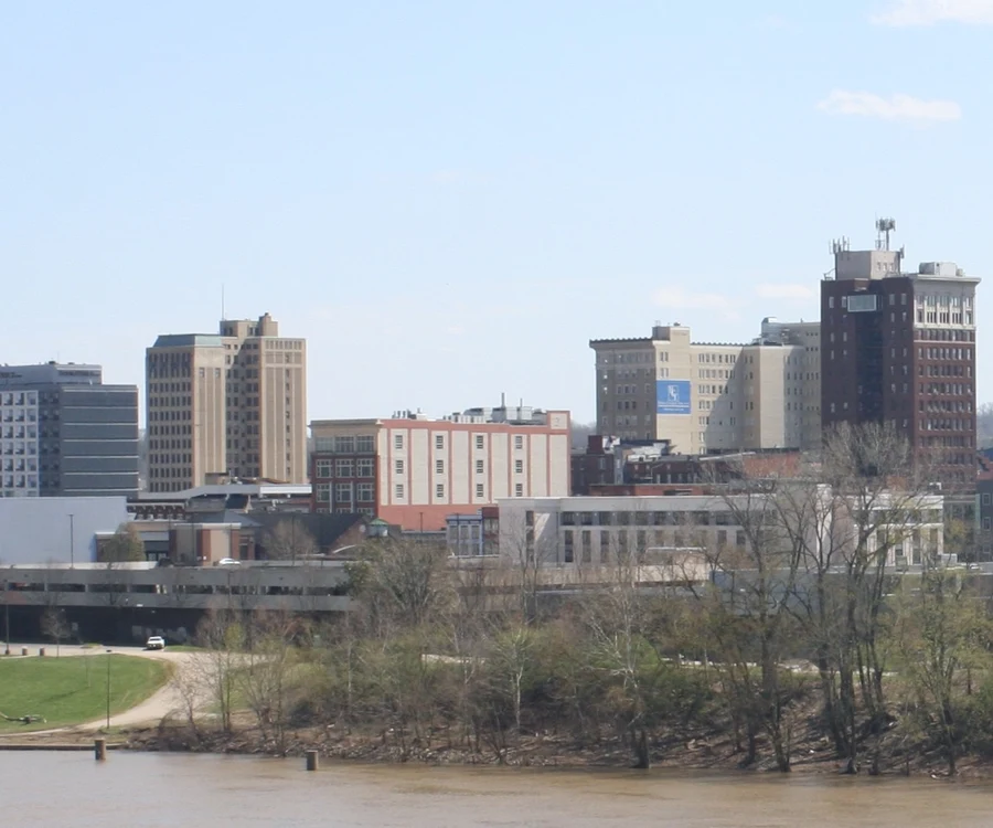 Downtown Huntington, West Virginia skyline on the Ohio River
