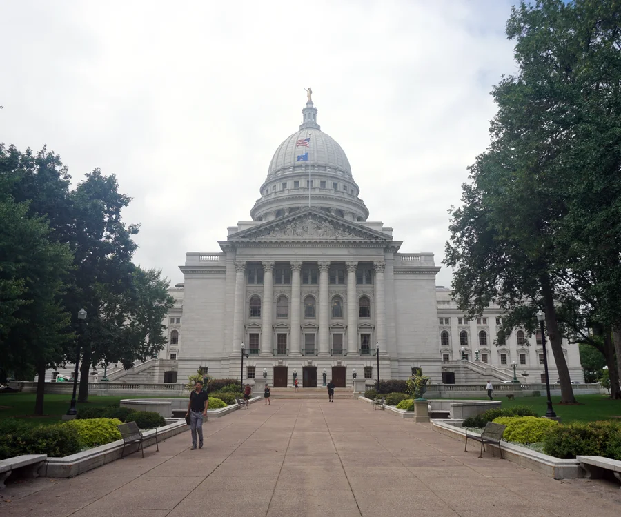 The Wisconsin State Capitol in Madison, north of South Madison where Propcash buys houses for cash before a sale date.