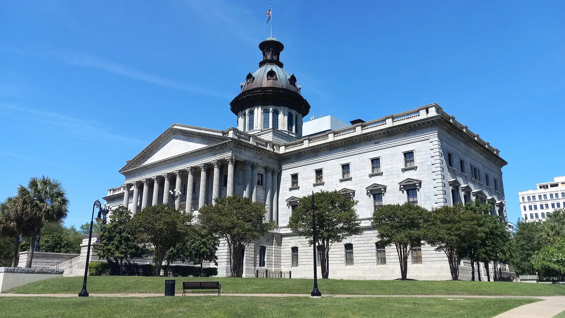 The South Carolina State House and its grounds in downtown Columbia