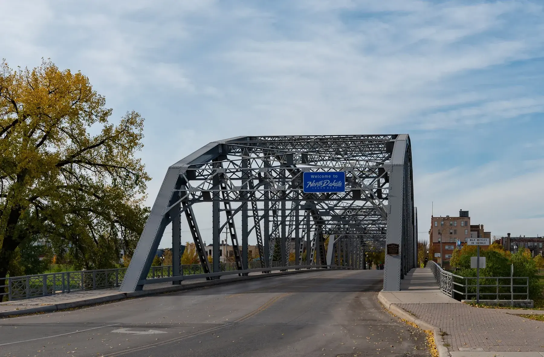 Sorlie Memorial Bridge on DeMers Avenue, looking toward Grand Forks, North Dakota