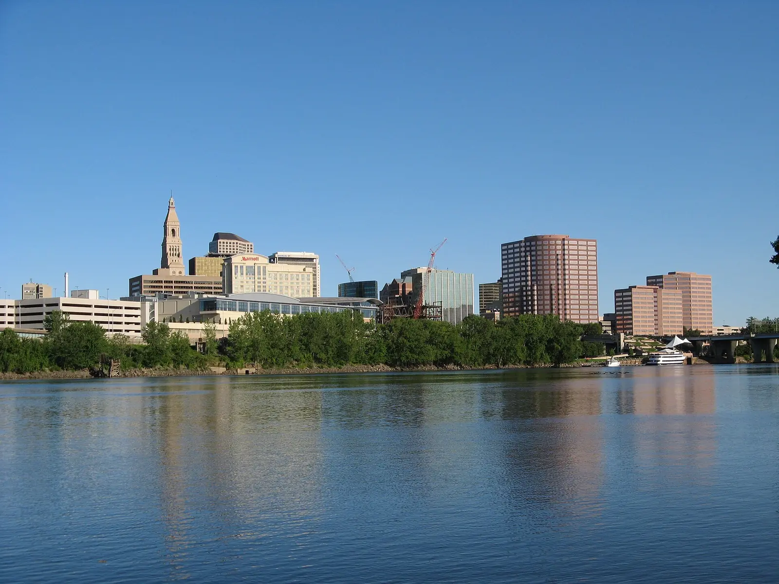 The downtown Hartford skyline across the Connecticut River