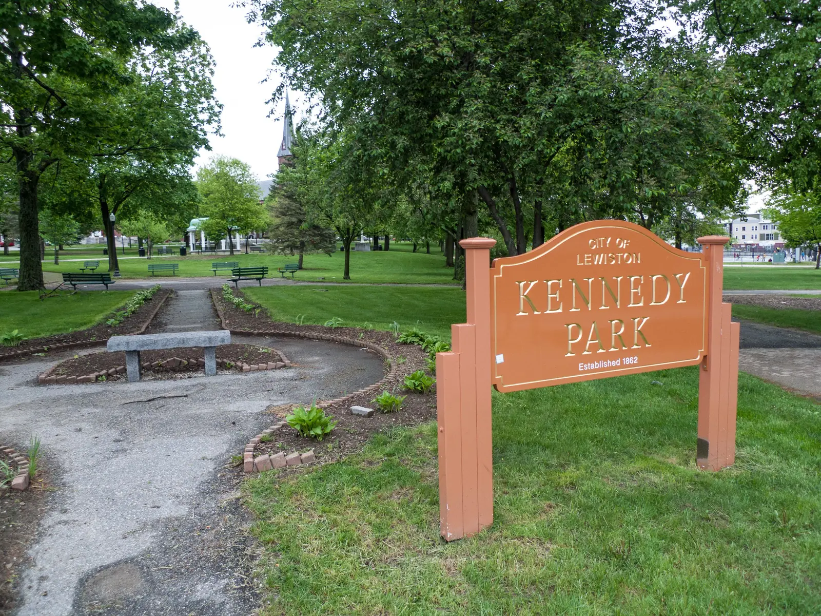 Kennedy Park in downtown Lewiston, Maine
