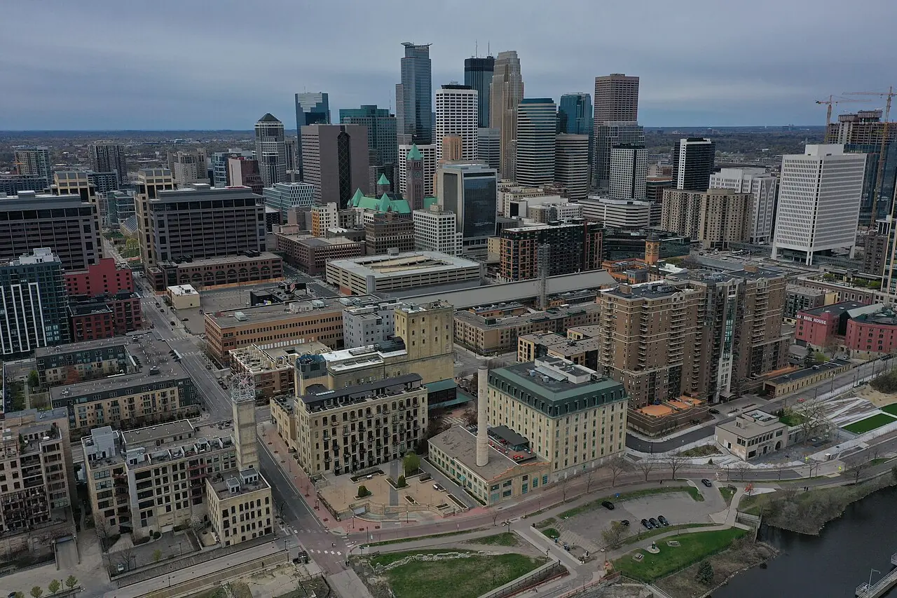The Minneapolis skyline south of downtown near Powderhorn