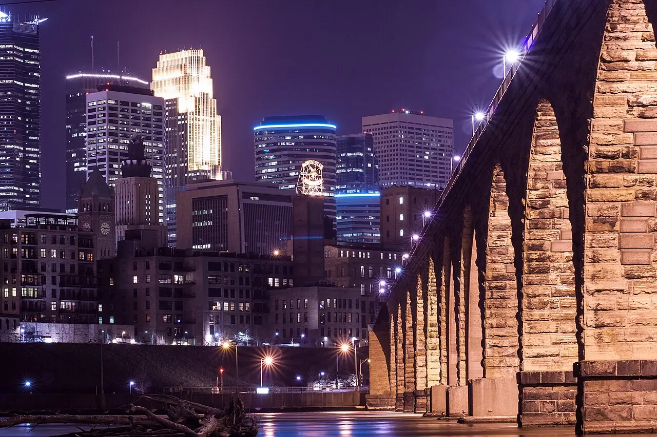 The Mississippi riverfront in Minneapolis near south-side neighborhoods