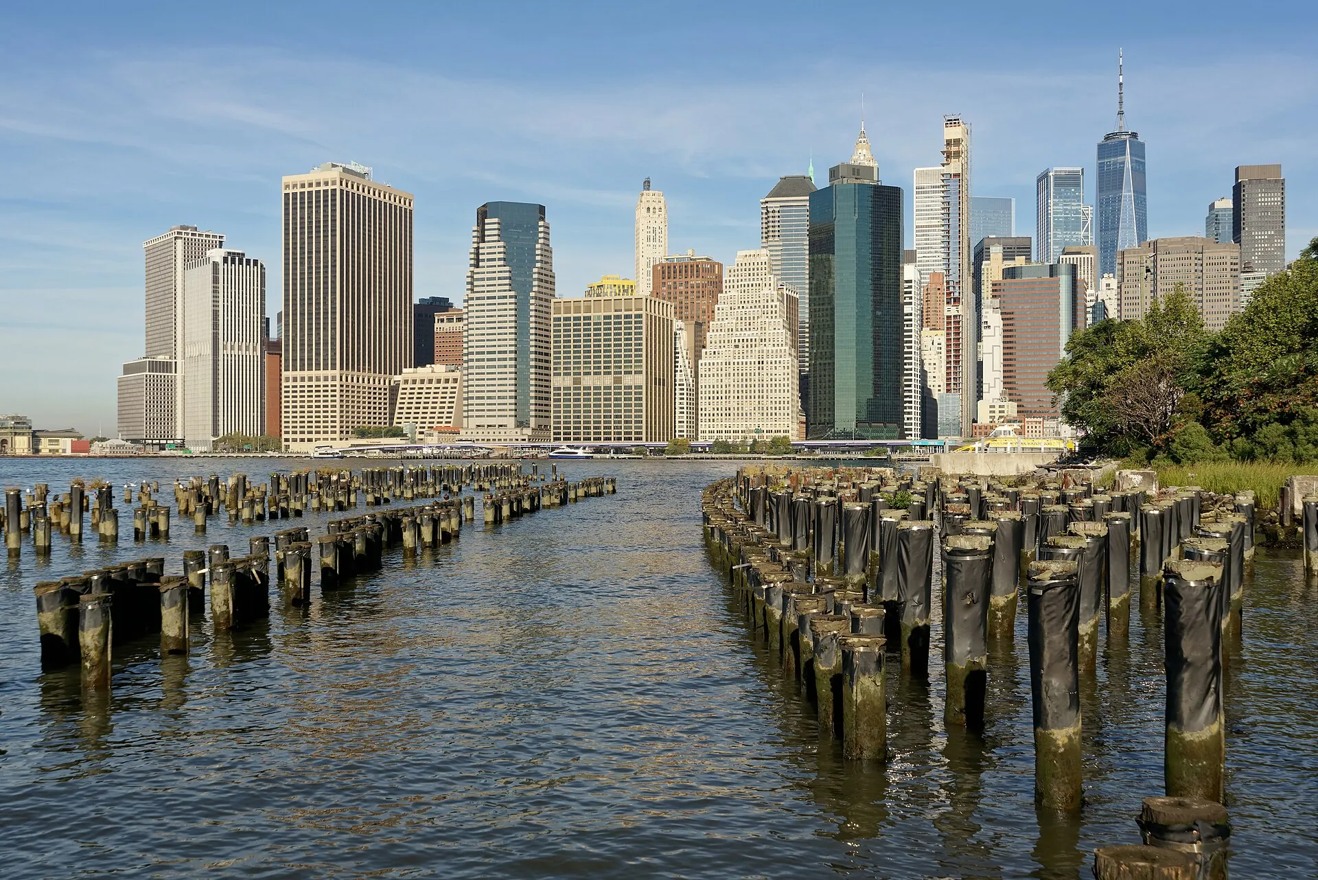 The Lower Manhattan skyline from Brooklyn Bridge Park