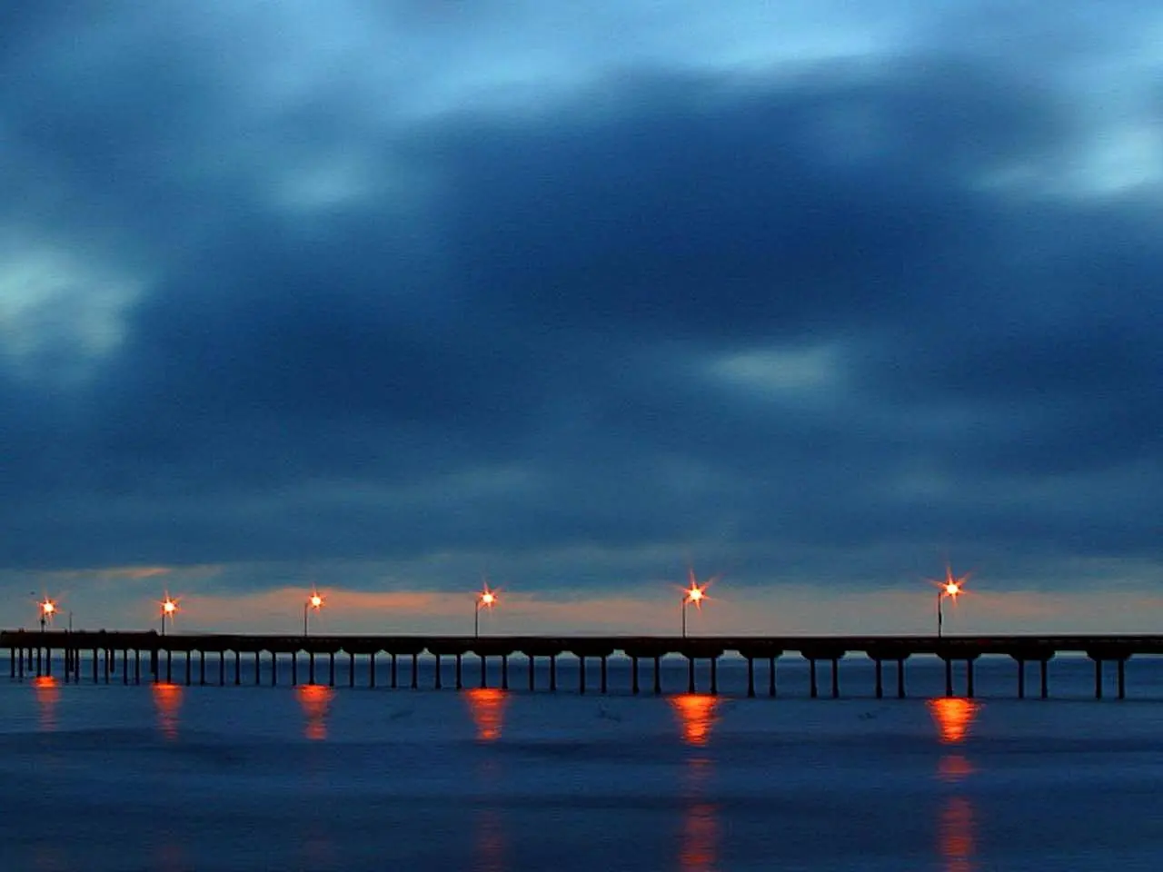 Sunset over the beach at Pacific Beach in San Diego