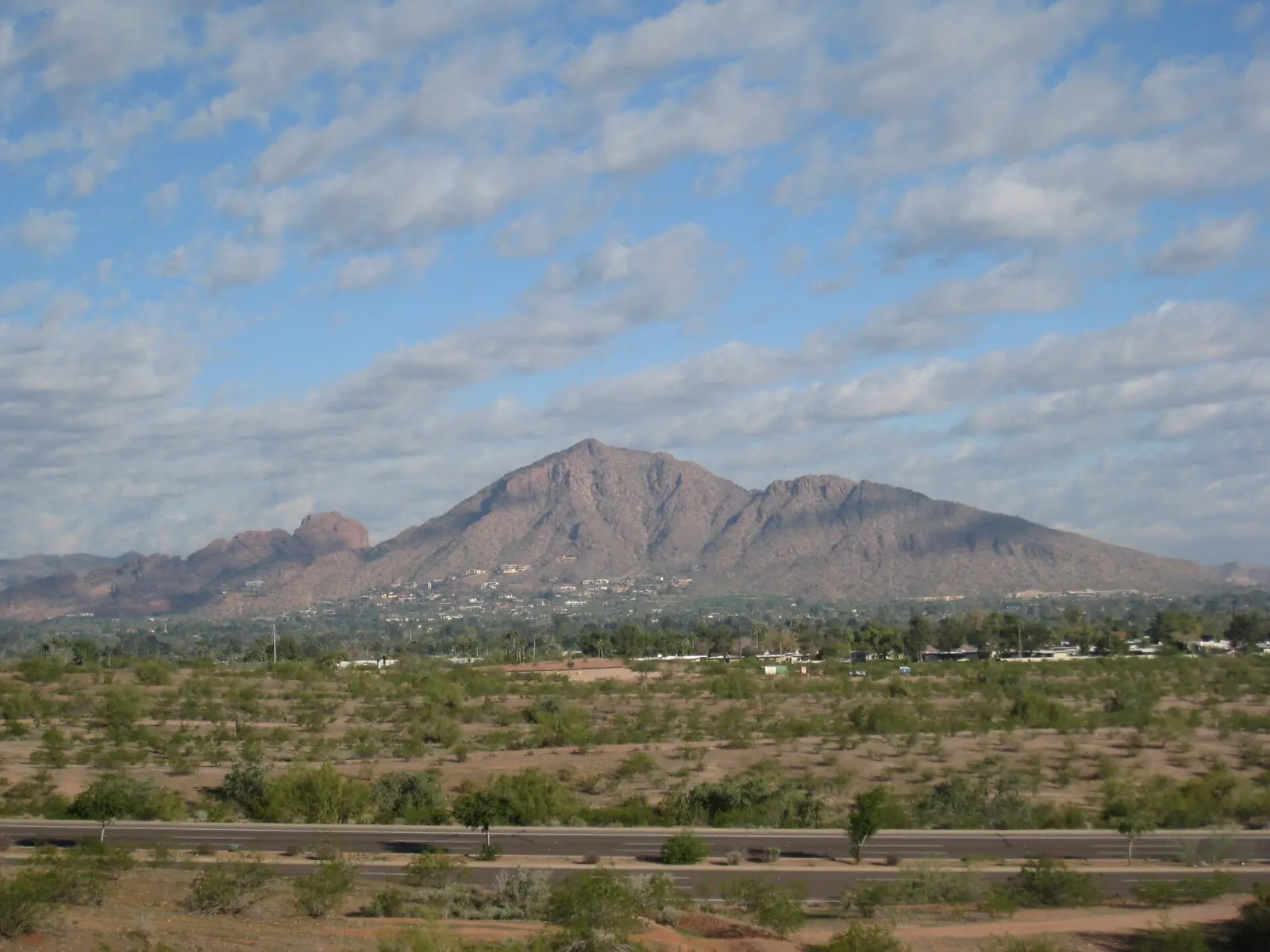 Camelback Mountain rising above the Arcadia area of Phoenix