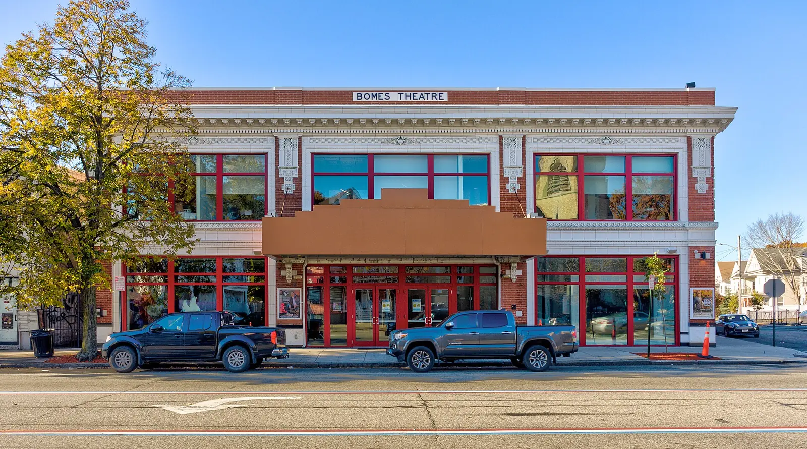 The historic Bomes Theatre on Broad Street in the Elmwood neighborhood of Providence, Rhode Island