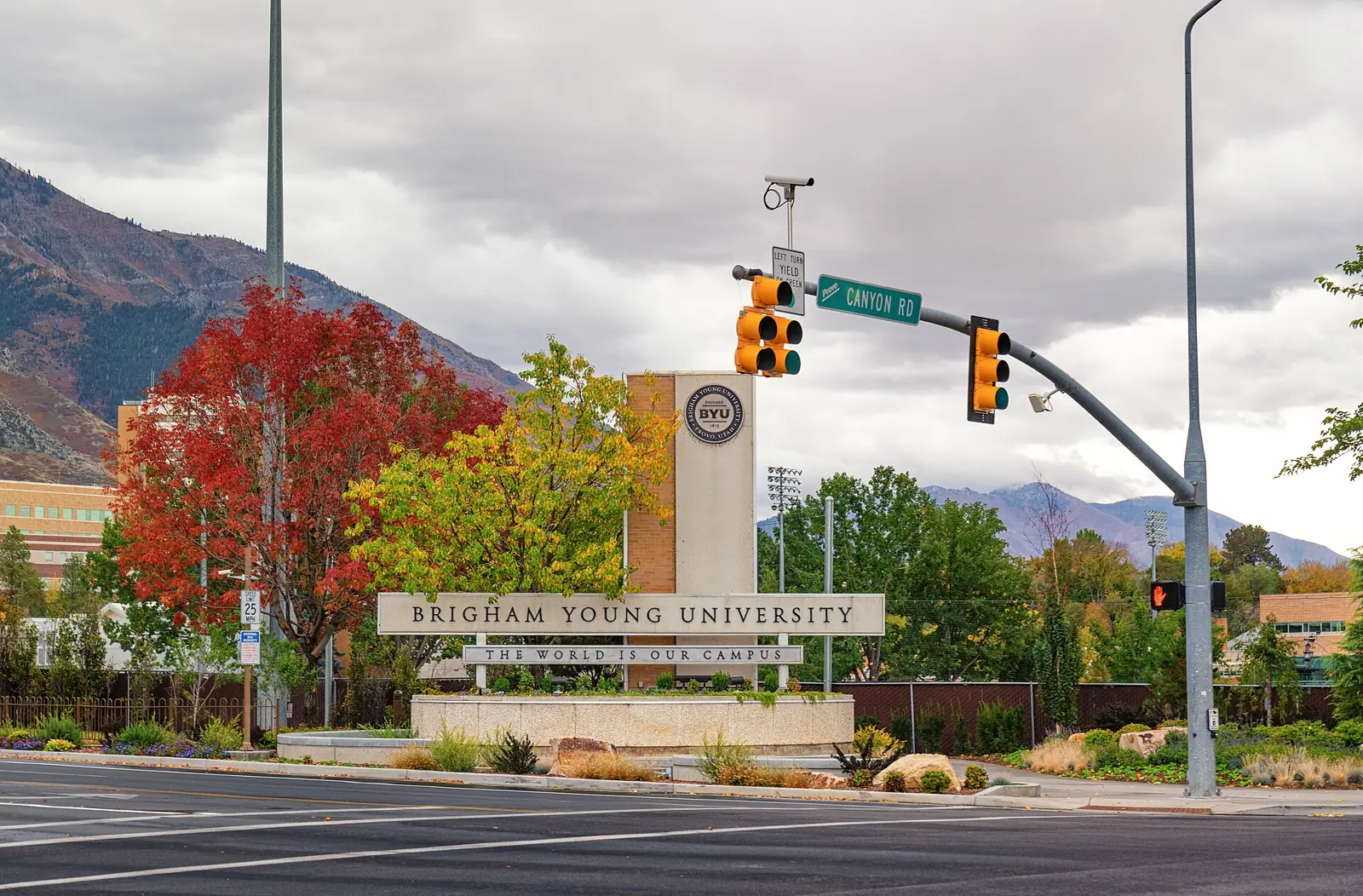 The Brigham Young University campus next to the Joaquin neighborhood in Provo