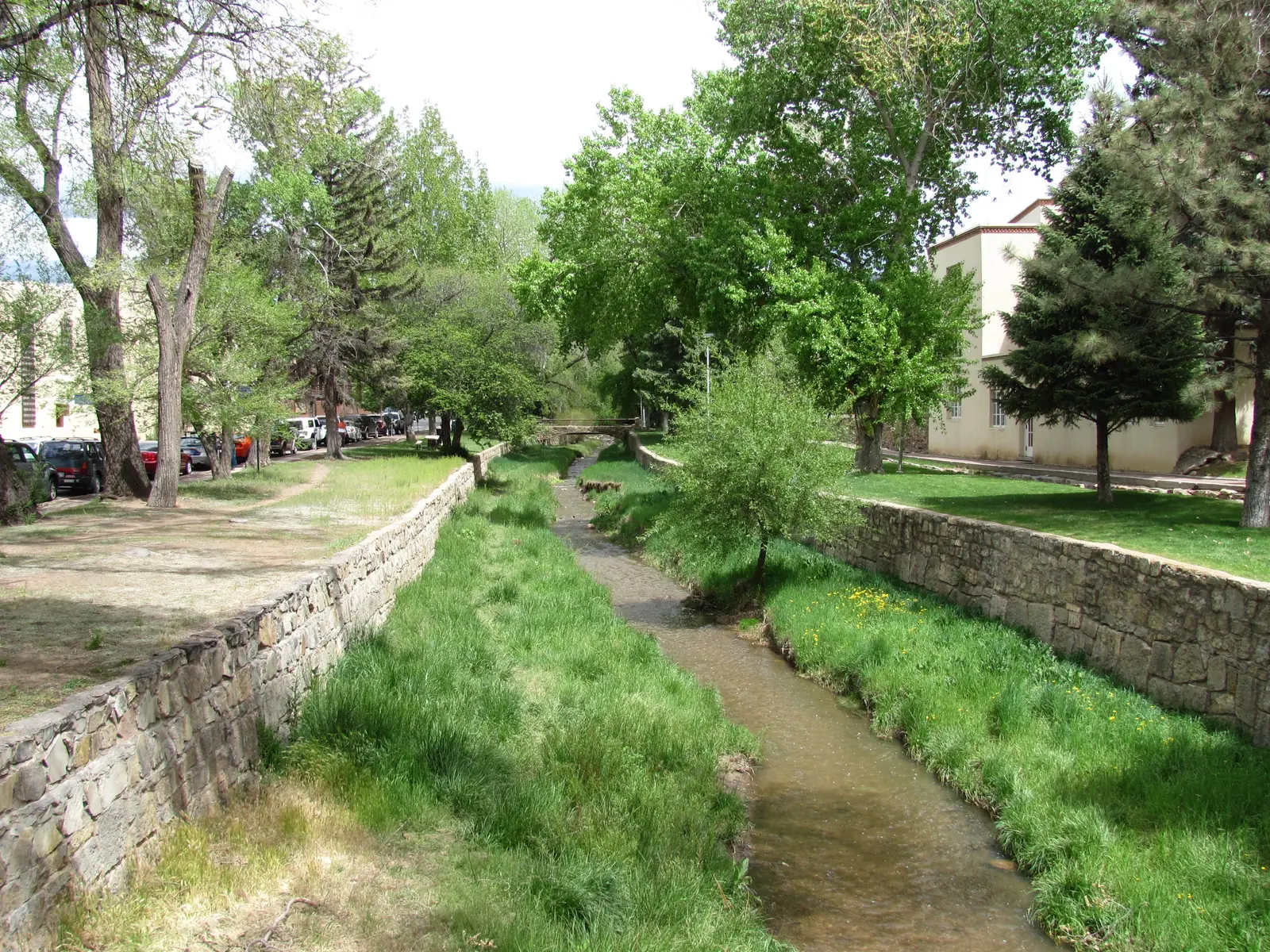The Santa Fe River and cottonwoods running through the traditional Agua Fria community southwest of downtown Santa Fe