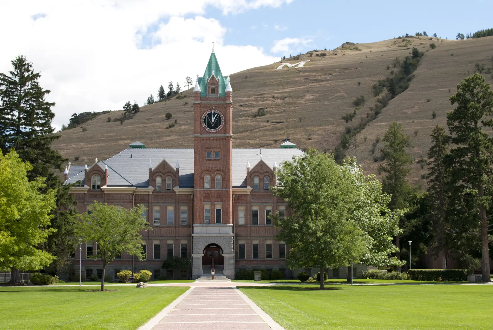 University of Montana Main Hall below Mount Sentinel in Missoula, Montana