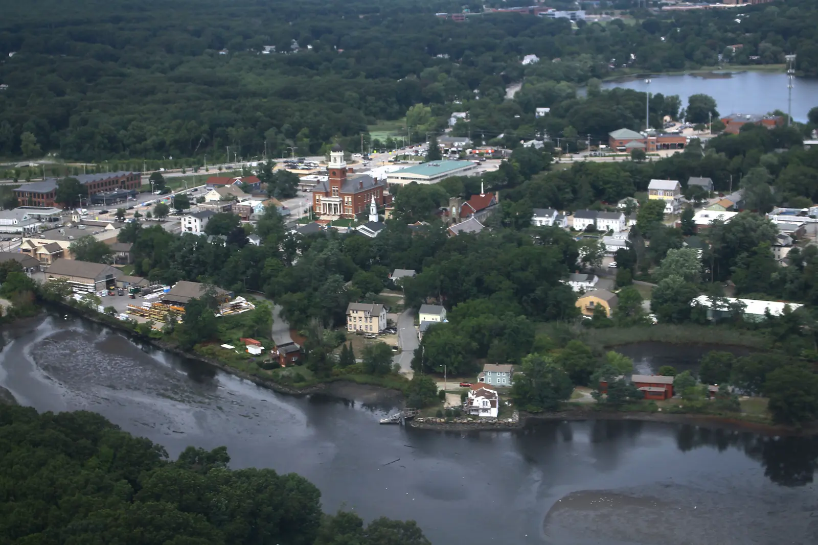 Aerial of Apponaug Cove off Greenwich Bay in Warwick, Rhode Island