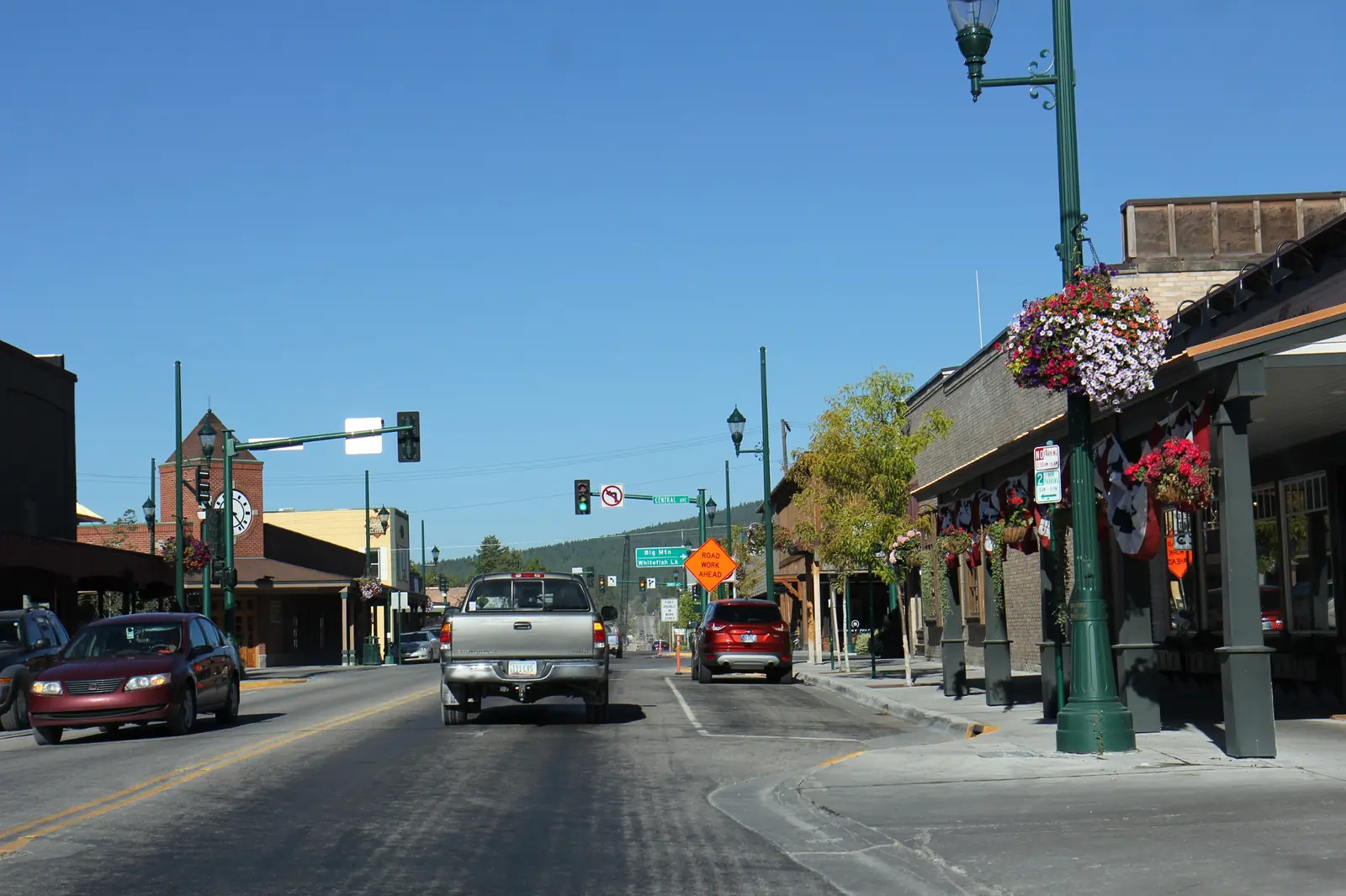 Downtown Whitefish, Montana along Central Avenue and US-93