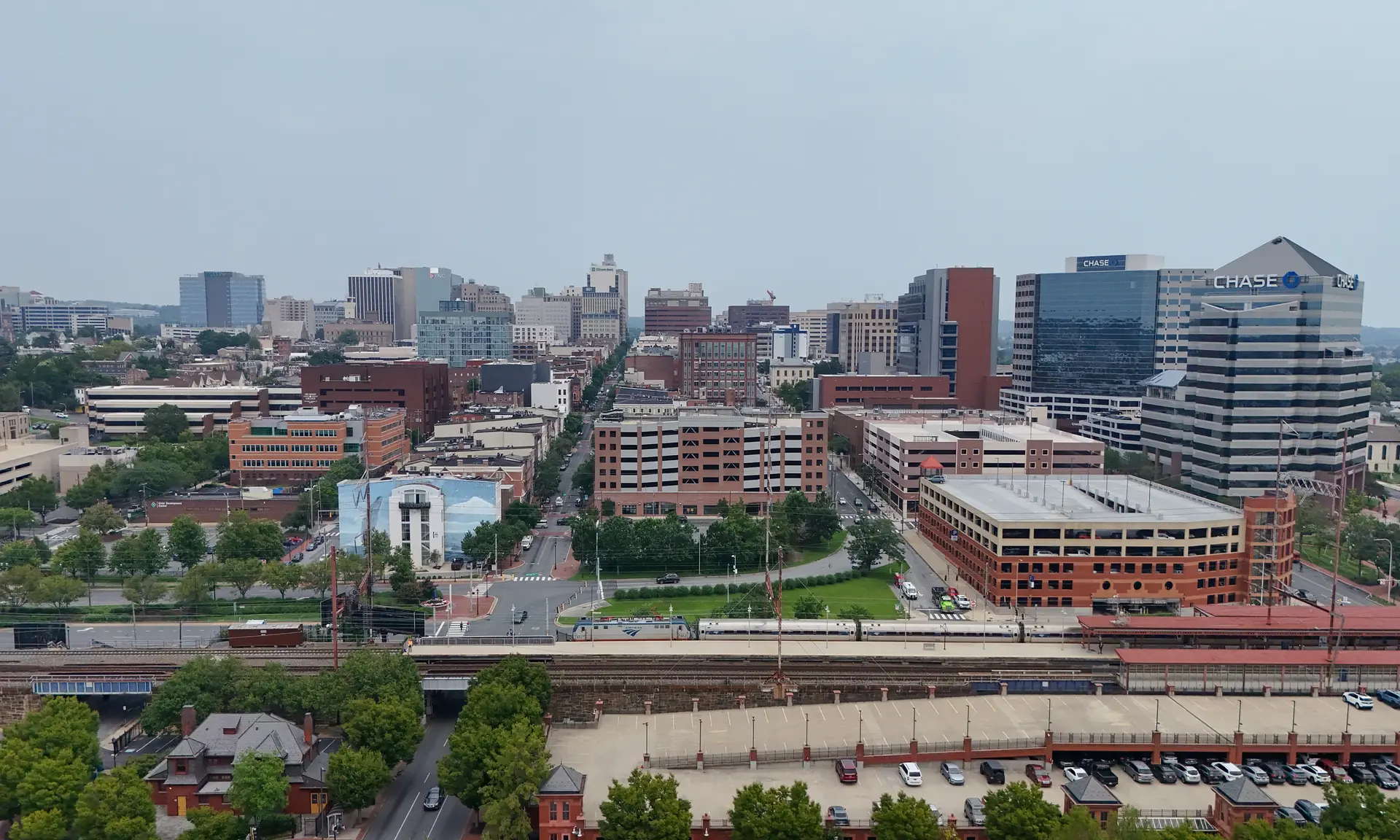 Wilmington, Delaware skyline near Riverside in northeast Wilmington